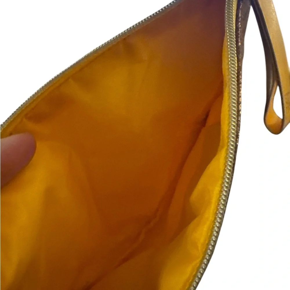 Ipsy Glam Bag Yellow and Copper Brown Metalic Women's Bag Makeup Pouch‎